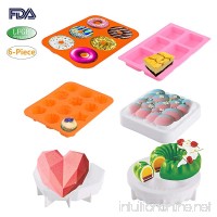 KINDEN 6PCS/SET Silicone Baking Molds - Include Donut Pan  Silicone Soap Mold  Pudding Mold Flowers Mousse Mold  Sky Cloud Cake Mold  Love Heart Mousse Mold  Food Grade & BPA Free - B07DGBR5YD